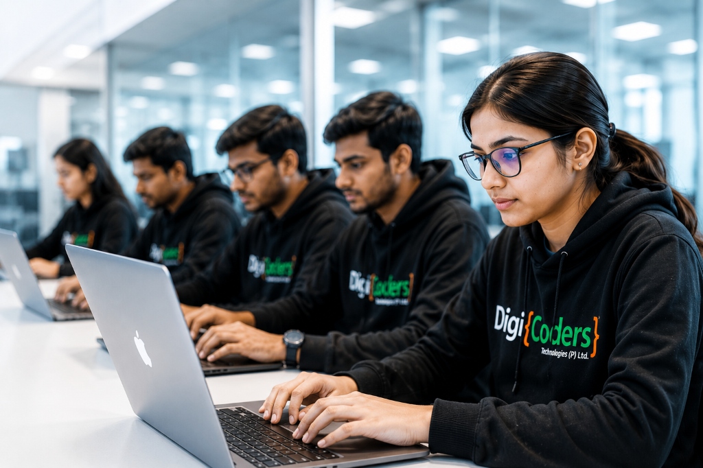 Student coding at DigiCoders Kanpur